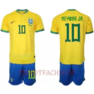 Brasilien Neymar Jr 10 Heimtrikot WM 2022 für Kinder