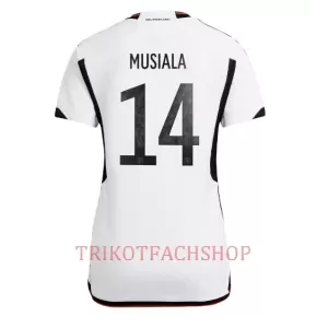 Deutschland Jamal Musiala 14 Heimtrikot WM 2022 für Damen Deutschland Jamal Musiala 14 Heimtrikot WM 2022 für Damen