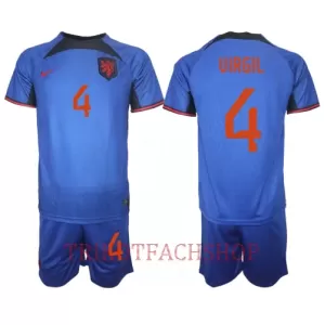 Niederlande Virgil van Dijk 4 Auswärtstrikot WM 2022 für Kinder