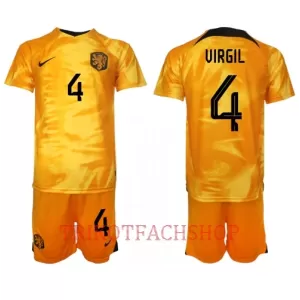 Niederlande Virgil van Dijk 4 Heimtrikot WM 2022 für Kinder