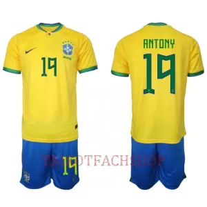 Brasilien Antony Santos 19 Heimtrikot WM 2022 für Kinder