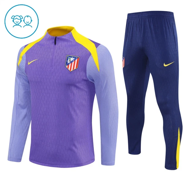 Atlético Madrid Trainingspullover-Set 25/26 für Kinder Lila