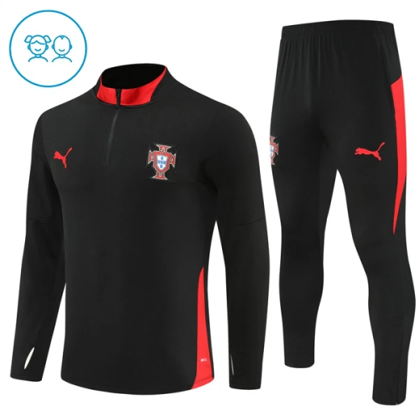Portugal Trainingspullover-Set 25/26 für Kinder Schwarz
