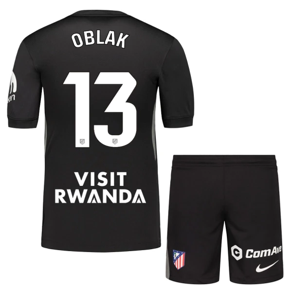 Atlético Madrid Jan Oblak 13 Torwart Trikot 25/26 für Kinder Schwarz
