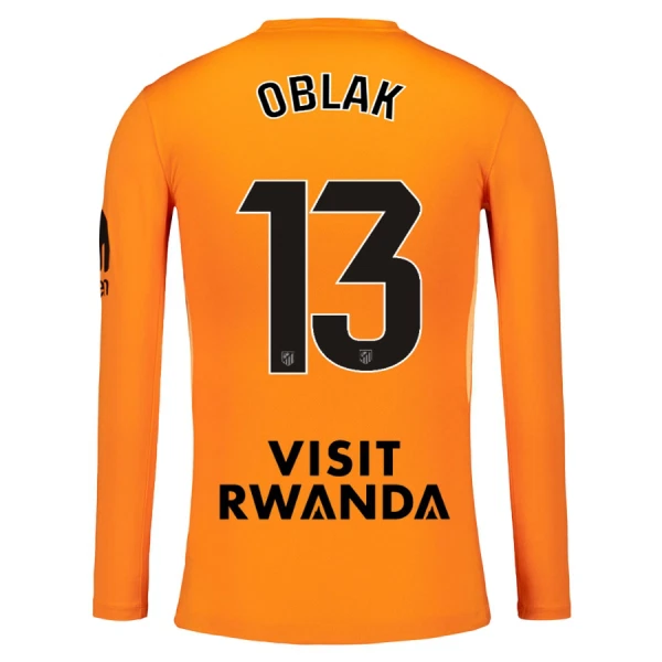 Atlético Madrid Jan Oblak 13 Torwart Trikot 25/26 Langarm für Herren Orange