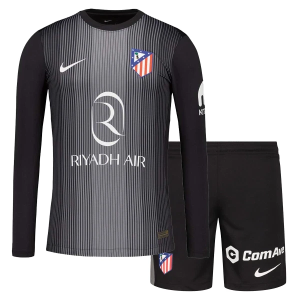 Atlético Madrid Torwart Trikot 25/26 Langarm für Kinder Schwarz
