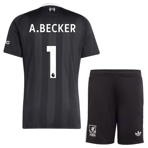 Liverpool Alisson Becker 1 Torwart Trikot 25/26 für Kinder Schwarz