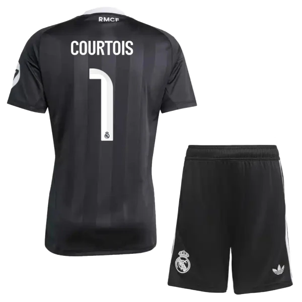 Real Madrid Thibaut Courtois 1 Torwart Trikot 25/26 für Kinder Schwarz