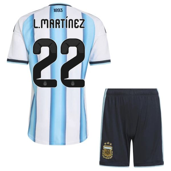 Argentinien Lautaro Martínez 22 Heimtrikot WM 2026 für Kinder