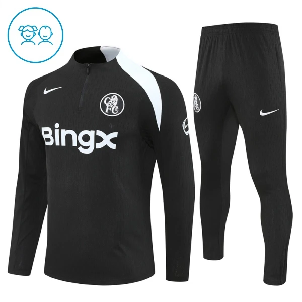 Chelsea Trainingspullover-Set 25/26 für Kinder Schwarz