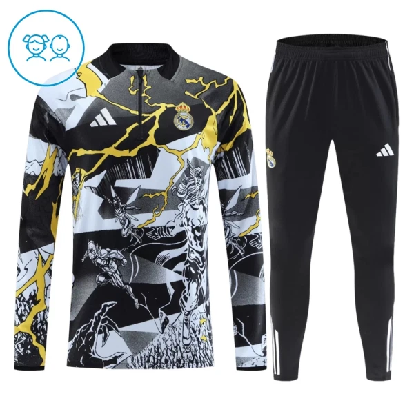 Real Madrid Marvel Trainingspullover-Set 26/27 für Kinder Schwarz