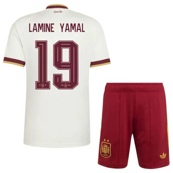 Spanien 2 Stars Lamine Yamal 19 Auswärtstrikot WM 2026 für Kinder Spanien 2 Stars Lamine Yamal 19 Auswärtstrikot WM 2026 für Kinder
