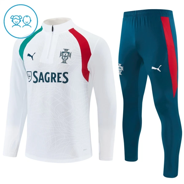 Portugal Trainingspullover-Set 26/27 für Kinder Weiß