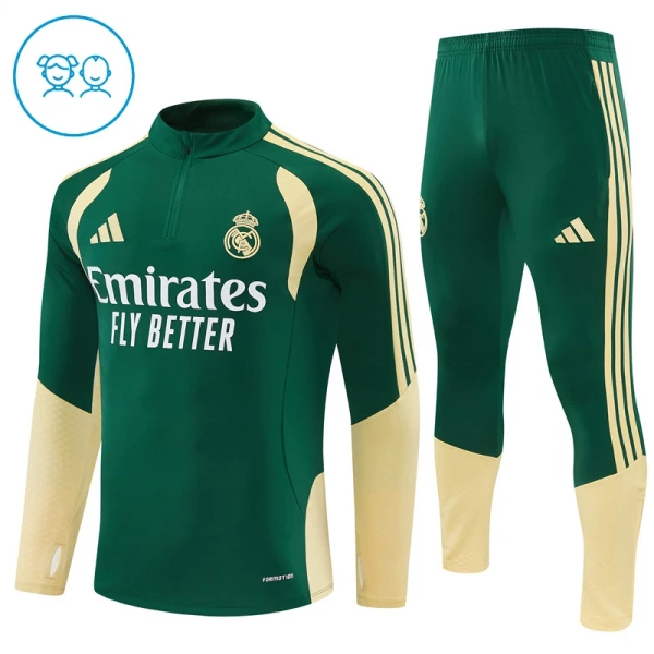 Real Madrid Trainingspullover-Set 26/27 für Kinder Grün