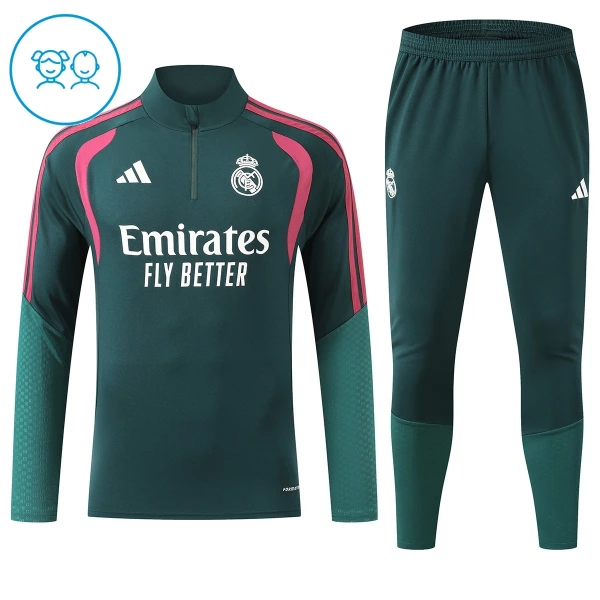 Real Madrid Trainingspullover-Set 26/27 für Kinder Grün
